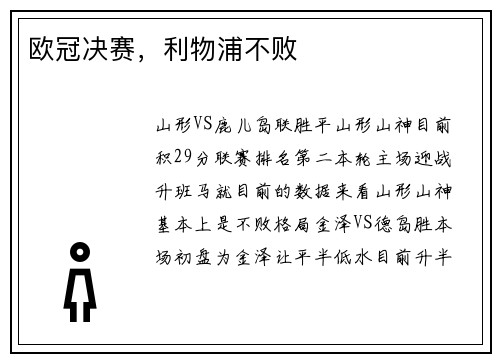 欧冠决赛，利物浦不败